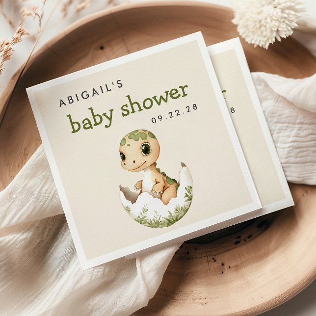 Cute Hatching Dinosaur Baby Shower Napkins (Creator Uploaded)