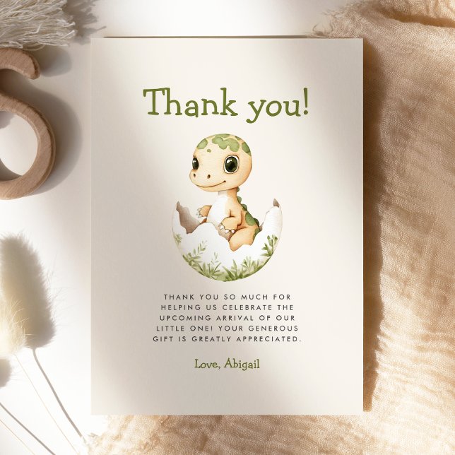Cute Hatching Dinosaur Baby Shower Thank You Card (Creator Uploaded)
