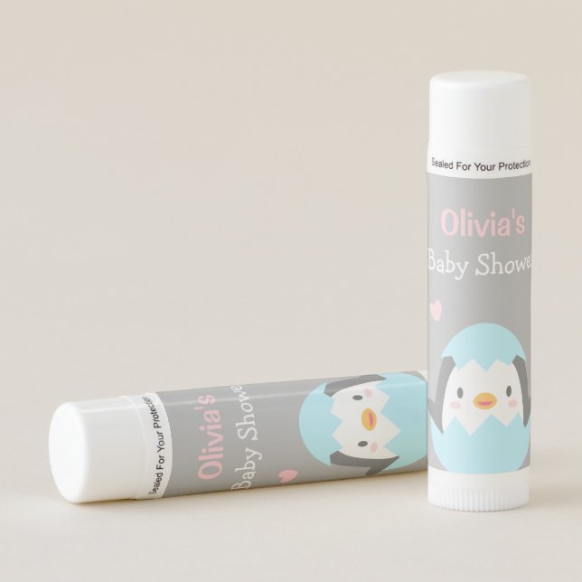 Cute Hatching Penguin Baby Shower Favors Lip Balm (Front)