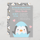 Cute Hatching Penguin Baby Shower Invitations (Front/Back)