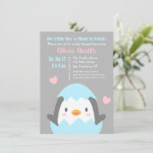Cute Hatching Penguin Baby Shower Invitations (Standing Front)