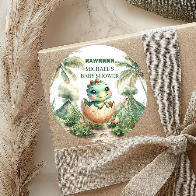 Cute Hatching Soon Baby Dino Shower Stickers (Cute Hatching Soon Baby Dino Shower Stickers)