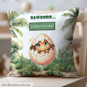 Cute Hatching Soon Baby Dinosaur Personalized Gift Throw Pillow