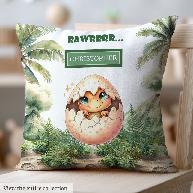 Cute Hatching Soon Baby Dinosaur Personalized Gift Throw Pillow (Cute Hatching Soon Baby Dinosaur Personalized Gift Throw Pillow)