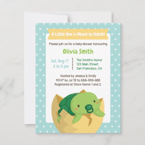 Cute Hatching Turtle Boy Baby Shower Invitations