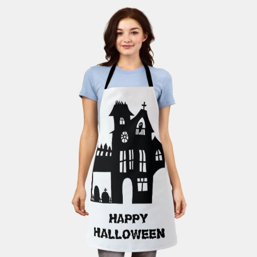 Cute Haunted House Happy Halloween Chef Cooking Apron