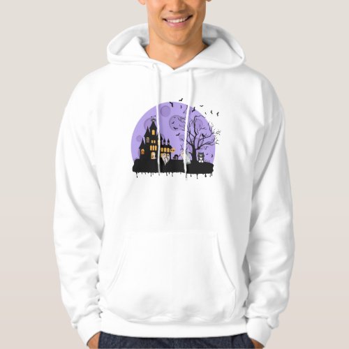 Cute Haunted House With Cats and Graveyard  Hoodie