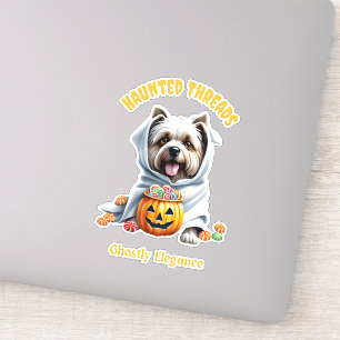Cute Haunted Treats Yorkie Pup Adorable Halloween Sticker