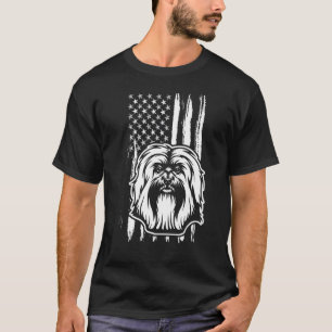 Cute Havanese Dog American Flag USA Puppy T-Shirt