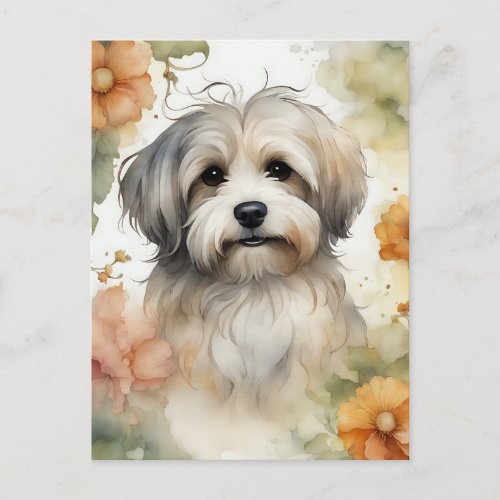 Cute Havanese Dog in Watercolor  Postcard