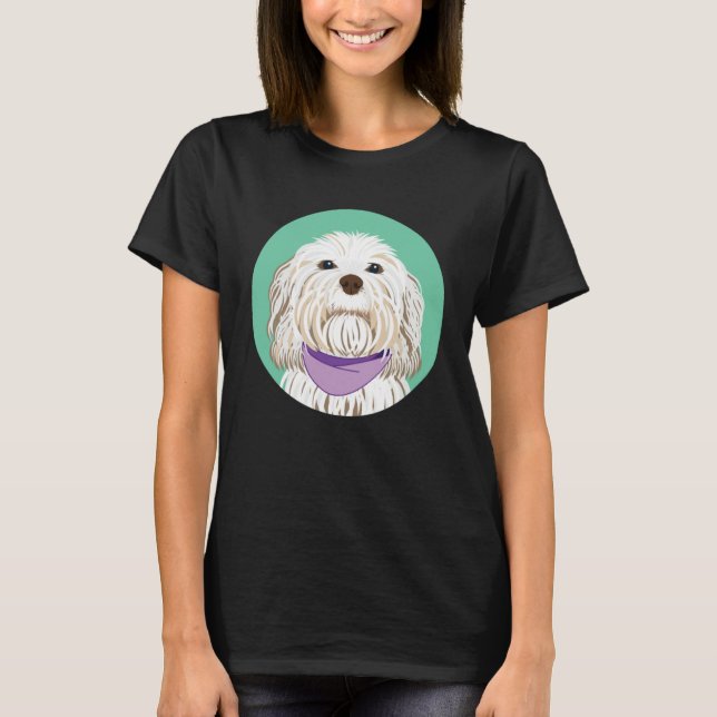 Cute Havanese Dog  Lavender & Mint T-Shirt (Front)