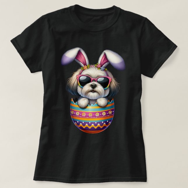 Cute Havanese Egg Happy Easter Day Dog Dad Dog Mom T-Shirt (Design Front)