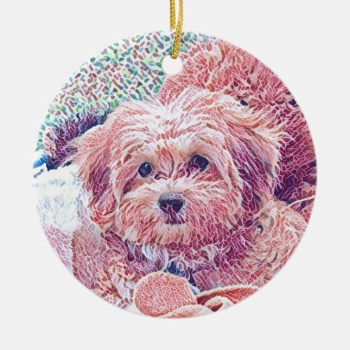 Cute Havapookie Christmas Ornament