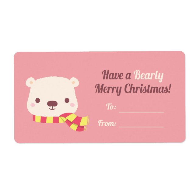 Cute Have A Beary Merry Christmas Decor Label (Front)