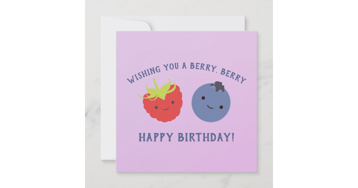 Cute Have A Berry Happy Birthday Kawaii Berries Card Zazzle Com