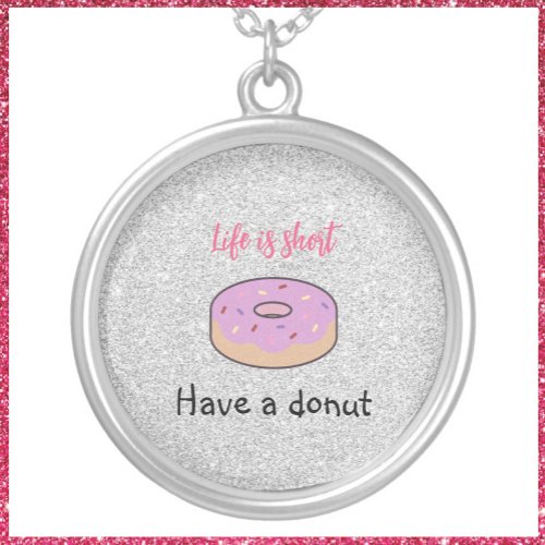 Cute Have A Donut   Silver Plated Necklace