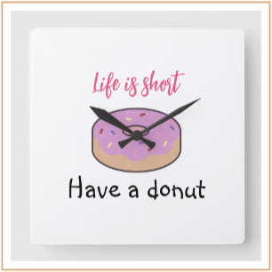 Cute Have A Donut Square Wall Clock
