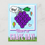 Cute Have A Grape Day Temecula Food Pun Hello  Postcard