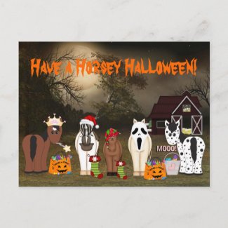 Cute Have a Horsey Halloween Holiday Postcard