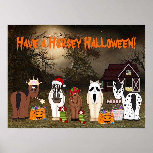 Cute Have a Horsey Halloween Poster (Front)