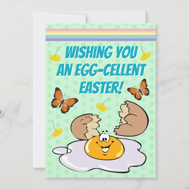 Cute Have An Egg-Cellent Easter Food Pun Holiday Card (Front)