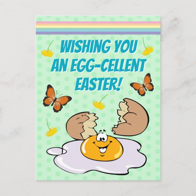 Cute Have An Egg-Cellent Easter Food Pun Holiday Postcard (Front)