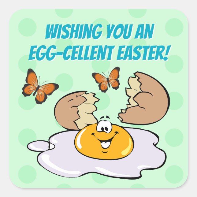 Cute Have An Egg-Cellent Easter Food Pun Square Sticker (Front)