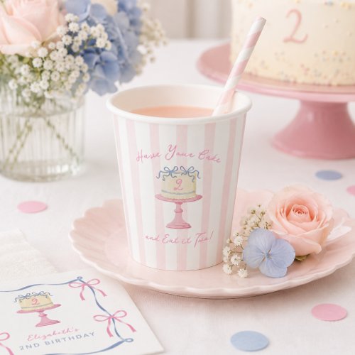 Cute Have You Cake and Eat it Two 2nd Birthday Paper Cups