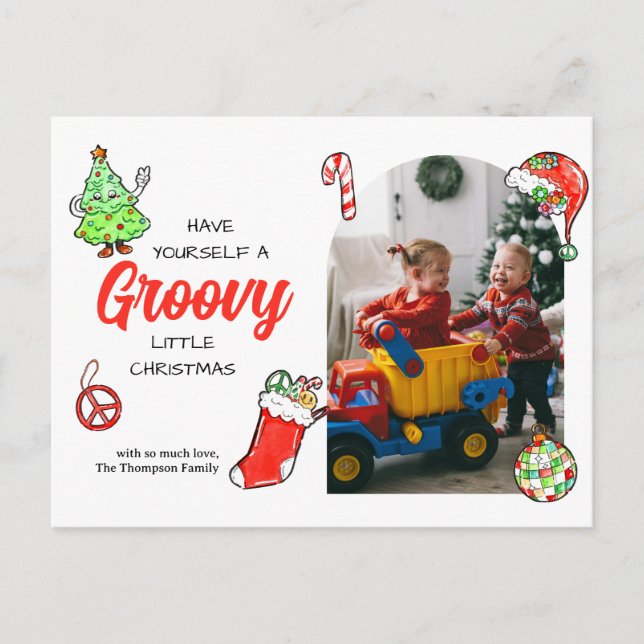 Cute Have Yourself A Groovy Little Christmas Photo Holiday Postcard (Front)