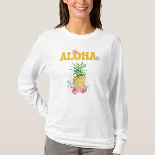 Cute Hawaii Aloha Pineapple Flower T_Shirt