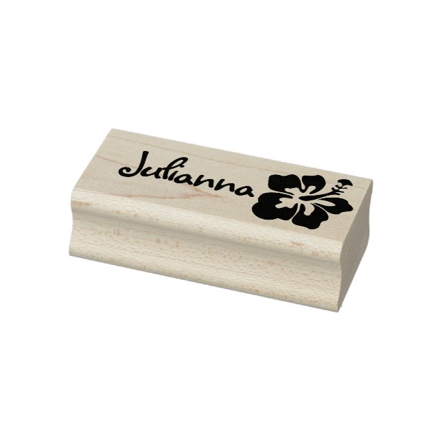 Cute Hawaii Flower Symbol Hawaiian Style Name Text Rubber Stamp (Stamp)