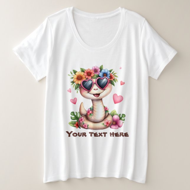 Cute Hawaii snake add text  Plus Size T-Shirt (Design Front)