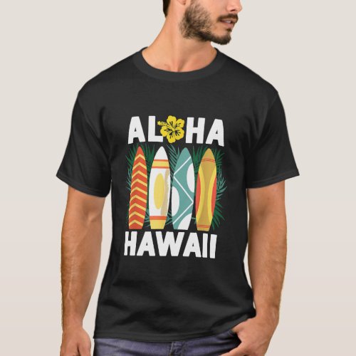 Cute Hawaii Surfboard Vacation T-Shirt