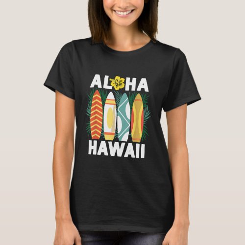 Cute Hawaii Surfboard Vacation T-Shirt
