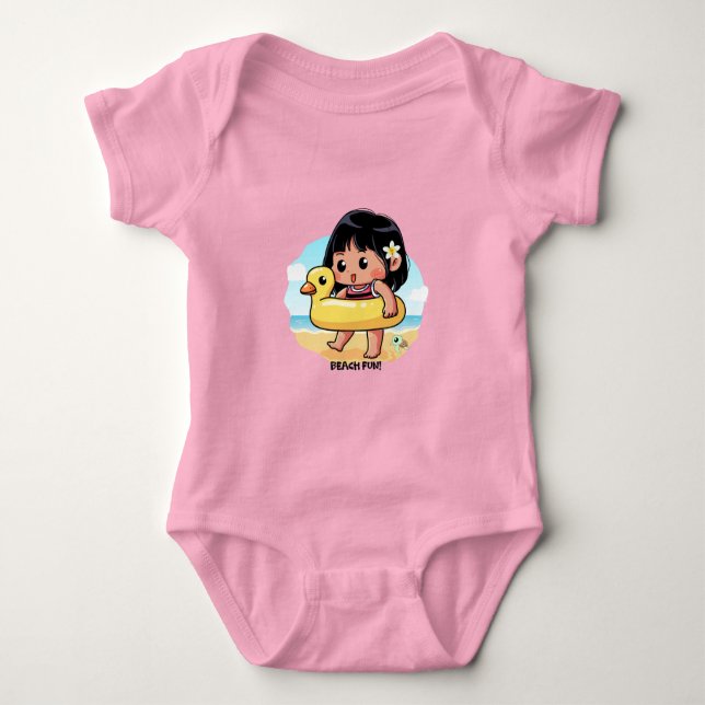 Cute Hawaiian Beach Day  Baby Bodysuit (Front)