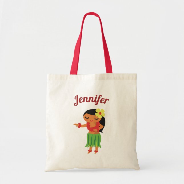 Cute Hawaiian Hula Girl Luau Kids Tote Bag (Front)