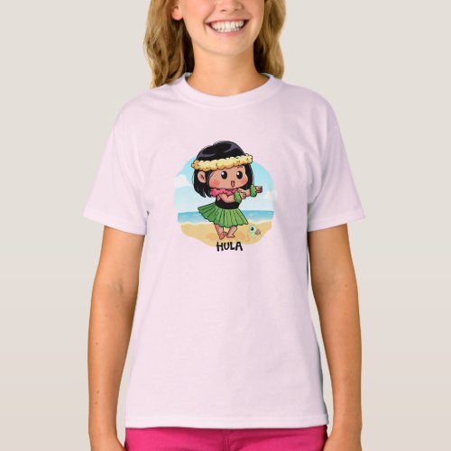 Cute Hawaiian Hula Girl T_Shirt