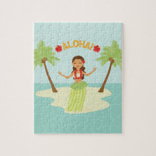 Cute Hawaiian Luau Hula Girl Puzzle