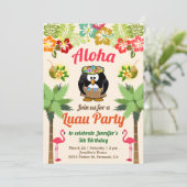 Cute Hawaiian Penguin | Luau Birthday Party Invite (Standing Front)