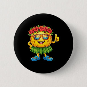 Cute Hawaiian Pickleball Ball Tropical Beach Button