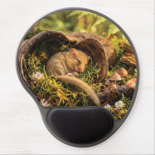 Cute Hazel Dormouse Sleeping Inside a Leather Boot Gel Mouse Pad