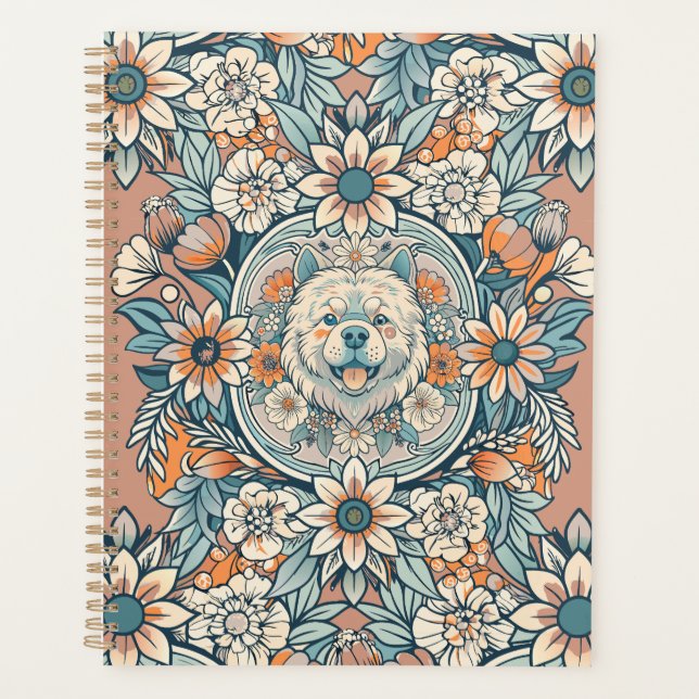 cute-head-chow-chow-with-flowers planner (Front)