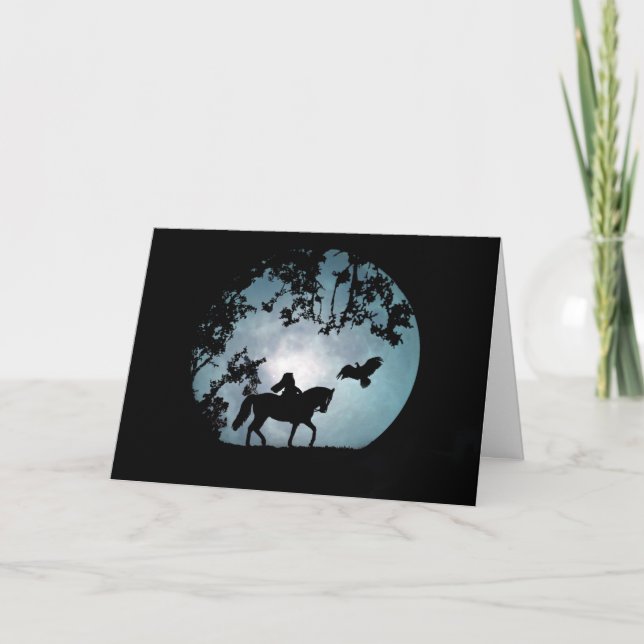 Cute Headless Horseman Halloween Greeting Card (Front)