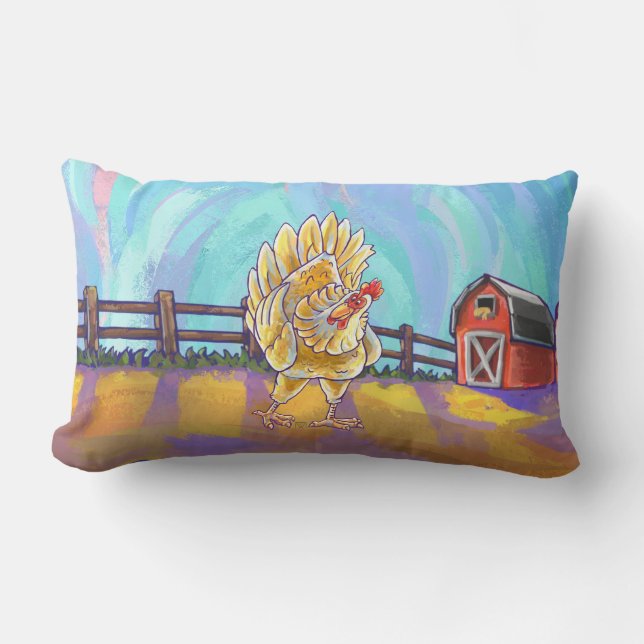 Cute Heads and Tails Chicken Lumbar Pillow (Front)