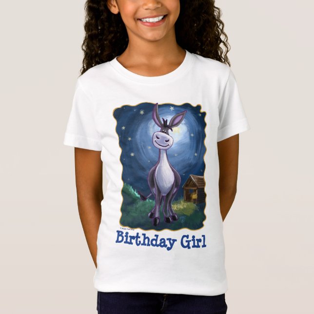 Cute Heads and Tails Donkey Birthday Girl Tee (Front)