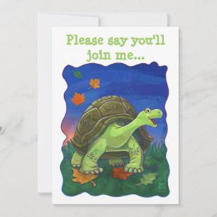 Cute Heads and Tails Tortoise Party Center Invitation