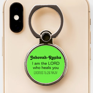 Cute Healing Bible Verse Lime Green Christian Phone Ring Stand