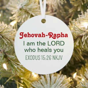 Cute Healing Bible Verse Simple White Christmas Metal Ornament