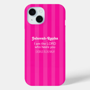 Cute Healing Bible Verse Striped Pink Christian iPhone 15 Case