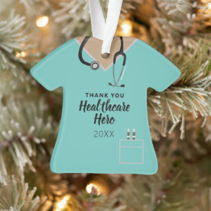 Cute Healthcare Hero Worker Appreciation Scrub Top Ornament